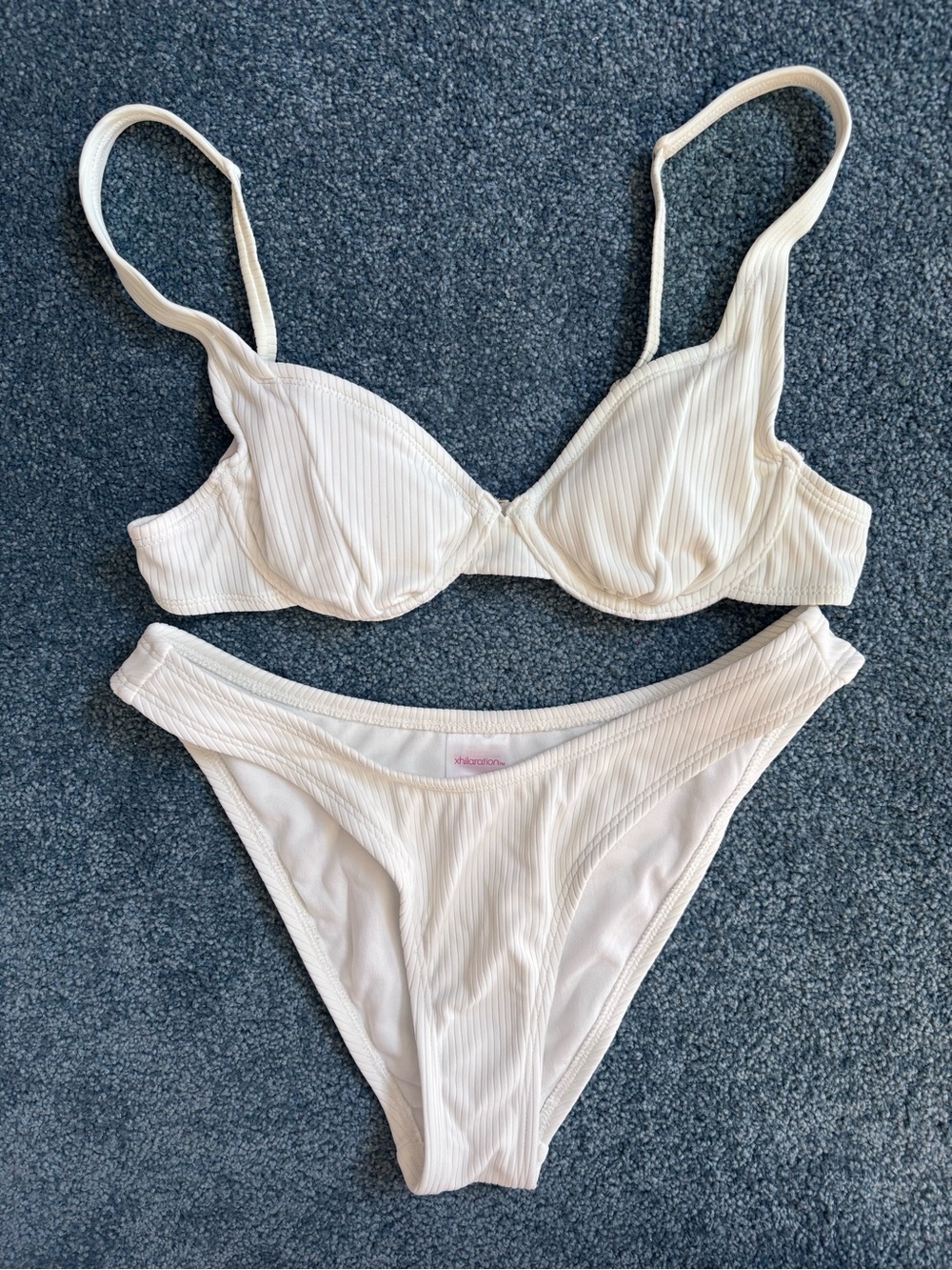 Xhilaration White Ribbed Bikini Set